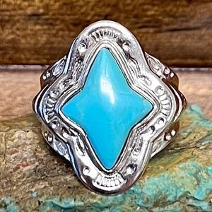 Shube Dakota Southwestern Turquoise Sterling Silver 925 Ring Size 6.25